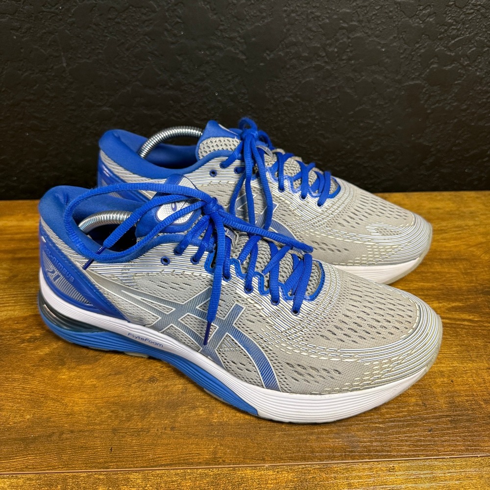 Asics Gel-Nimbus 21 Lite-Show 1011A207 Grey Blue Mesh Running Shoes Mens 10